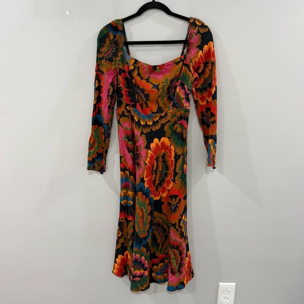 Farm Rio Dress Colorful Flowers Midi